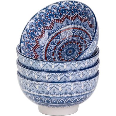vancasso Mandala Serie 4-teiliges Müslischalen Set, Porzellan, böhmischer Stil