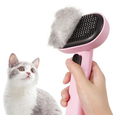 aumuca Katzenbürste mit Auslöseknopf - Universell für Lang- und Kurzhaar