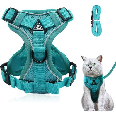 Grantop Verstellbares Katzengeschirr Ausbruchsicher mit Leine Set, Softgeschirr