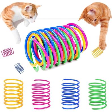 Grantop 24 Stück Katze Spielzeug - Bunte kreative Kunststoff Spiralfedern für