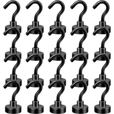 Neosmuk Schwarz Magnethaken, extra starker Neodym-Magnet Haken, 10kg Tragkraft