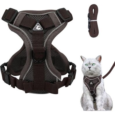 Grantop Verstellbares Katzengeschirr Ausbruchsicher mit Leine Set, Softgeschirr