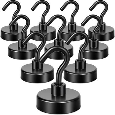 Neosmuk Schwarze Magnethaken, 30kg Hochleistungs-Erdmagnete mit Haken, extra