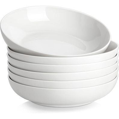 Malacasa Serie Regular 6-teiliges Pastateller/Suppenteller Set, cremeweiß