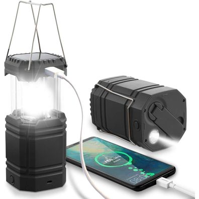 ROCAM LED Campinglampe Solar, Wasserdicht, mit Handkurbel und 3000mAh Akku für