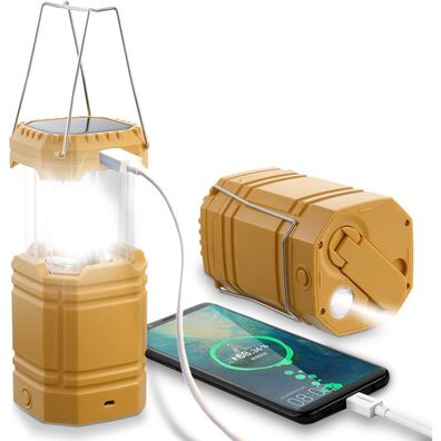 ROCAM LED Campinglampe Solar, Wasserdicht, mit Handkurbel, 3000mAh Akku