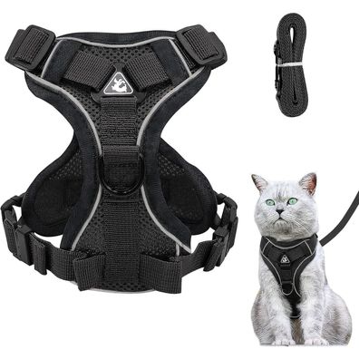 Grantop Verstellbares Katzengeschirr Ausbruchsicher mit Leine Set, Softgeschirr