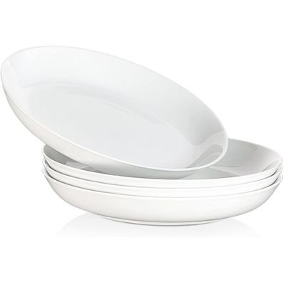 Malacasa Regular 4er Set Pastateller, cremig-weißes Porzellan, 1300ml