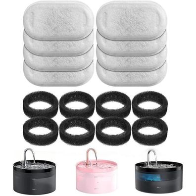Giotohun 16er Ersatzfilter-Set für Katzenbrunnen: 8 Aktivkohlefilter + 8