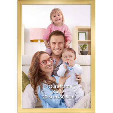 Giftgarden Gold Bilderrahmen 20x30 cm - Eleganter Kunststoff Fotorahmen für