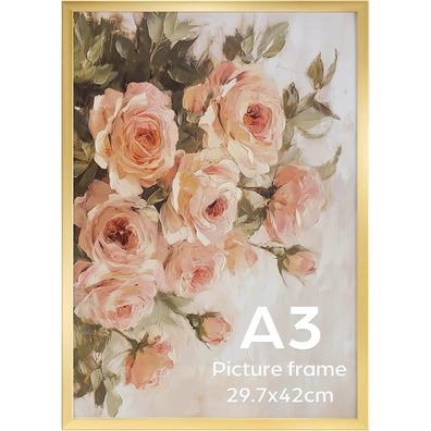Giftgarden Gold Bilderrahmen A3 (29,7x42 cm) - Großer Posterrahmen für