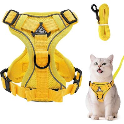 Grantop Verstellbares Katzengeschirr Ausbruchsicher mit Leine Set, Softgeschirr