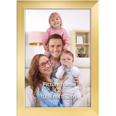 Giftgarden Gold Bilderrahmen 10x15 cm - Eleganter Kunststoff Fotorahmen für