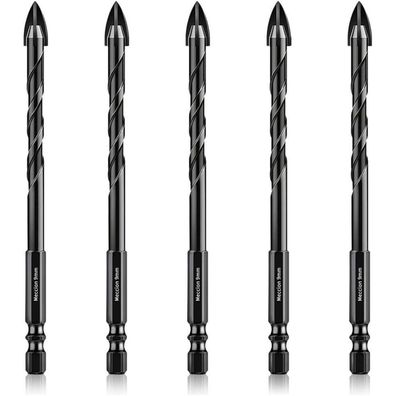 Meccion 5tlg. Fliesenbohrer Set 9mm, Profi Glasbohrer mit Wolframkarbid