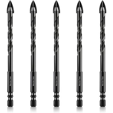 Meccion 5tlg. 7mm Fliesen- und Glasbohrer Set mit Wolframkarbid Kreuzspitze