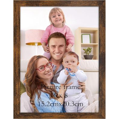 Giftgarden Bilderrahmen 15x20 cm Braun - Rustikaler Kunststoff Fotorahmen für