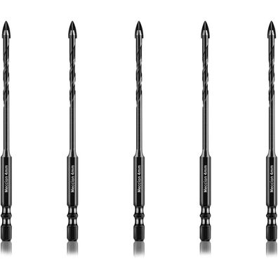 Meccion 5tlg. 4mm Fliesen- und Glasbohrer-Set mit Wolframkarbid-Spitze
