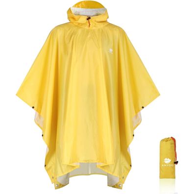 ANYOO Leichter Wasserdichter Regenponcho mit Kapuze - Vielseitig für