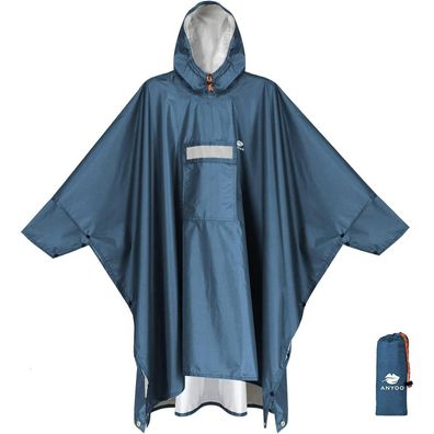 ANYOO Leichter Wasserdichter Regenponcho mit Ärmeln, Belüftet, Mehrzweck