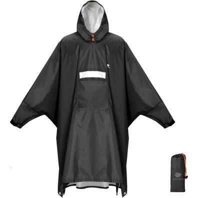 ANYOO Leichter Wasserdichter Regenponcho mit Ärmeln, Belüftet