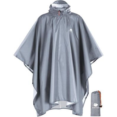 ANYOO Leichter Wasserdichter Regenponcho mit Kapuze - Wiederverwendbar