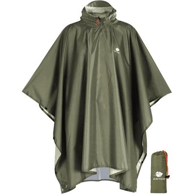 ANYOO Leichter Wasserdichter Regenponcho mit Kapuze - Wiederverwendbar