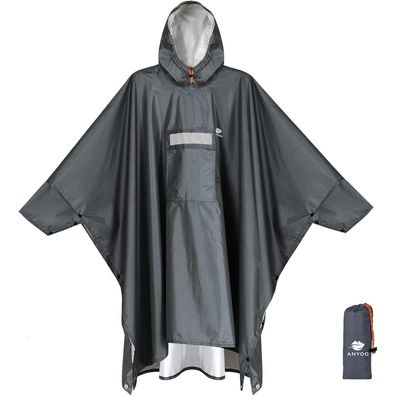 ANYOO Leichter Wasserdichter Regenponcho mit Ärmeln, Belüftet, Mehrzweck