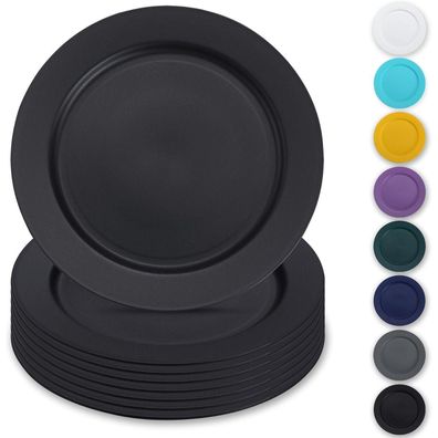 Berglander Schwarze Kunststoff Teller Set (8 Stück, 25cm) - Ideal für Picknick