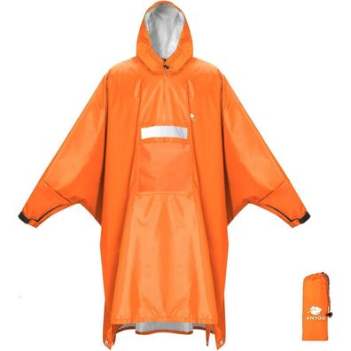 ANYOO Leichter Wasserdichter Regenponcho mit Ärmeln und Kapuze, Belüftet