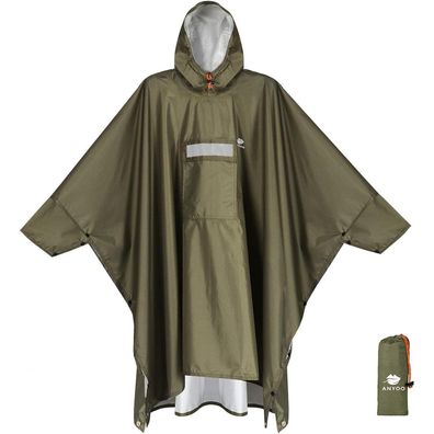 ANYOO Leichter Wasserdichter Regenponcho mit Ärmeln, Belüftet, Mehrzweck