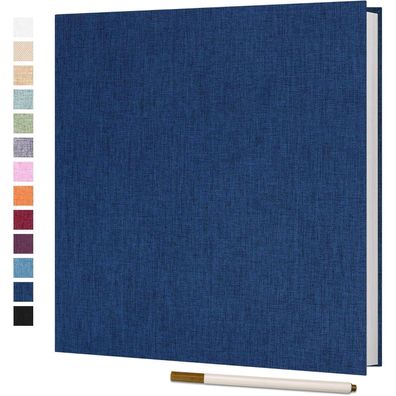 Vienrose Leinen Fotoalbum zum Selbstgestalten, 28x27cm, Blau, 40 weiße Seiten