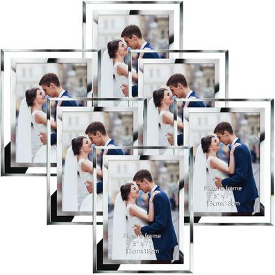 Hoikwo 6er-Set Bilderrahmen 13x18 cm Glasfotorahmen Tischaufsteller Transparent