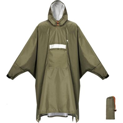 ANYOO Leichter Wasserdichter Regenponcho mit Ärmeln und Kapuze, Einheitsgröße