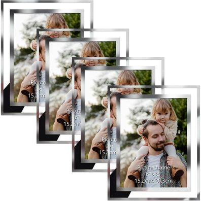 Hoikwo 4er Set Bilderrahmen 15x20 cm Silber Glas, Fotorahmen für