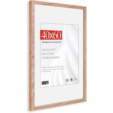 Himeetime Bilderrahmen 40x60cm Natur Eiche Massivholz Dünner Rahmen für