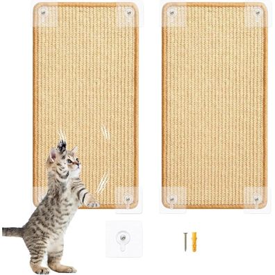 Wubushan Kratzmatte Katze 40x60cm, 2 Stück Sisal Kratzbrett für Wand