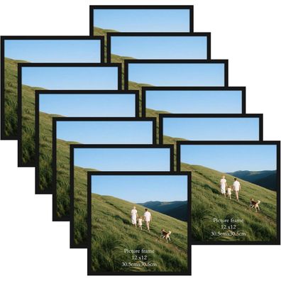 Giftgarden 12er Set Schwarz Quadratische Bilderrahmen 30x30 cm aus PVC für