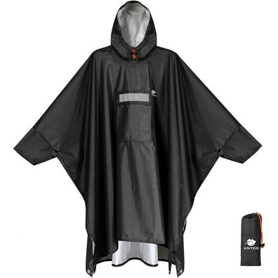 ANYOO Leichter Wasserdichter Regenponcho mit Ärmeln - Vielseitig für Camping