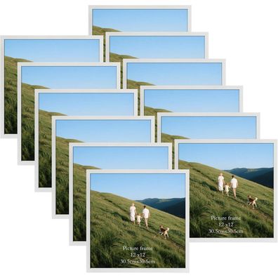 Giftgarden 12er Set Weiß Quadratische Bilderrahmen 30x30 cm aus PVC, Wanddeko