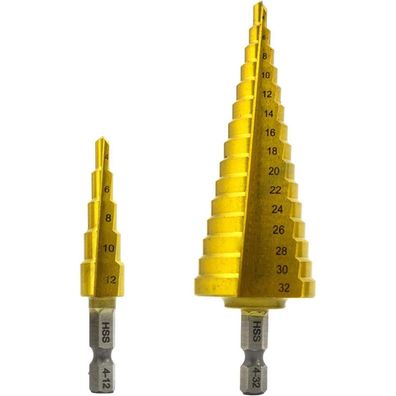 Nortools Stufenbohrer Set 2tlg HSS TiN mit automatischem Mittelstempel