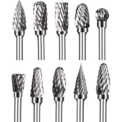 shengbenhao Hartmetall-Frässtifte, 10 Stück Wolframkarbid-Rotationsfräser-Set