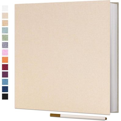 Vienrose Selbstklebendes Fotoalbum Groß Leinen 33x32cm Beige mit