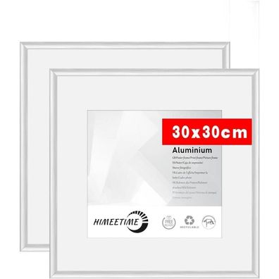 Himeetime 2x Bilderrahmen 30x30cm Aluminium Silber mit bruchsicherem Acrylglas