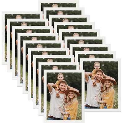 Hoikwo 18er Set Bilderrahmen 15x20 cm Weiß - Wand- oder Tischaufsteller für