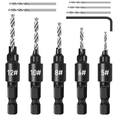 Shengbenhao Senker Bohrer Set für Holzbearbeitung, 5-teilig, 1/4" Spiralbohrer