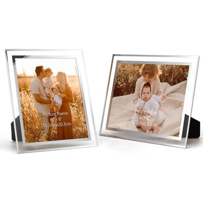 Giftgarden Bilderrahmen 15x20 cm, 2er Set, Glas, für Hochzeit und Geburtstag