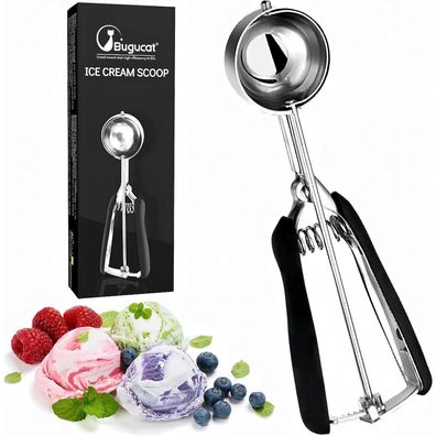 Bugucat Eisportionierer Edelstahl 304, 6cm Cookie Scoop mit Auslöser, Eislöffel