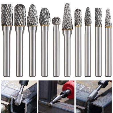 shengbenhao Hartmetall-Frässtifte mit Doppelschnitt, 6mm Schaft für Metall