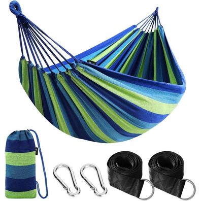 ANYOO Hängematte Outdoor Baumwolle mit Baumfreundlichen Gurten, Robust