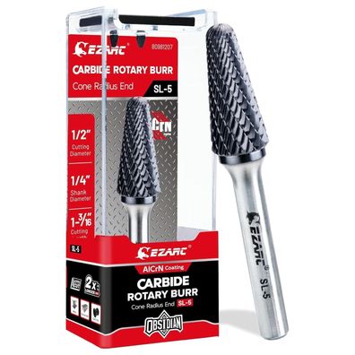 EZARC AlCrN Hartmetall-Rotationsfräser (Pro) SL-5 Doppelschnitt Frässtift 1/4"
